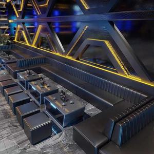 נרגילה טרקלין ריהוט U צורת ויסקי נרגילות בר ספות ספה דלפק סינטטי עור בר מועדון טרקלין מוצק עץ דיסקו ספה - Product Image 2