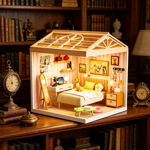 Casa de Muñecas en Miniatura de Plástico Luminoso, Hecha a Mano, Juego de Regalo Creativo y Educativo con Luces - Product Image 1