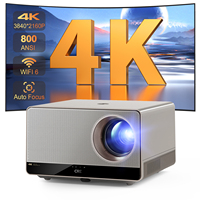 Proyektor LED WIFI CRE U1 800ANSI 4K LCD Home Theater Beamer dengan Speaker Stereo 8W Terintegrasi, Android 11, Dukungan 3D