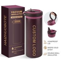 Bouteille d'eau isotherme sous vide de 18 oz avec logo personnalisé, poignée dissimulée, large ouverture, anti-fuite, sans BPA, et couvercle à paille verrouillable – Vente en gros