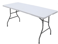 Table pliable en plastique robuste pour les fêtes intérieures et extérieures pique-nique camping mariage barbecue restauration jardin salle à manger-pliable en deux