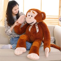 Peluche singe géant à longs bras, très populaire, avec grande bouche, en flanelle, coussin d'anniversaire, décoration de fête, unisexe, 14