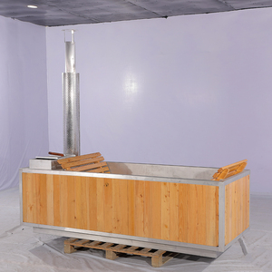 New Arrival rắn bằng gỗ hình chữ nhật 3 ~ 5 người Kích thước ngoài trời bằng gỗ bồn tắm nước nóng - Product Image 3