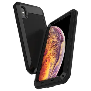 豪华防震重型装甲防水金属铝手机壳，适用于iPhone X XR XS 8 7 6 6s Plus保护套