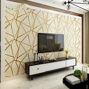 3D आधुनिक दीवार के कागज ज्यामितीय लाइन धारी दीवार कागज कमरे में रहने वाले बिस्तर कमरे के लिए