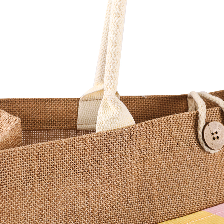 Custom Factory Hot Sale Good Quality Burlap Jute Tote Bag Custom Logo Eco Shopping Bag Canvas Inner Pocket