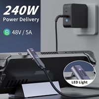 ZOGUO adaptor pria ke wanita, 90 derajat USB C jantan ke Wanita 40Gbps PD 240W USB C Extender mendukung Video 8K @ 60Hz untuk ipad Tablet Laptop