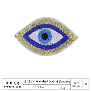 Sıcak satış ucuz Glitter altın kenar renkli işlemeli kolej şönil Evil göz bandı - Product Image 6