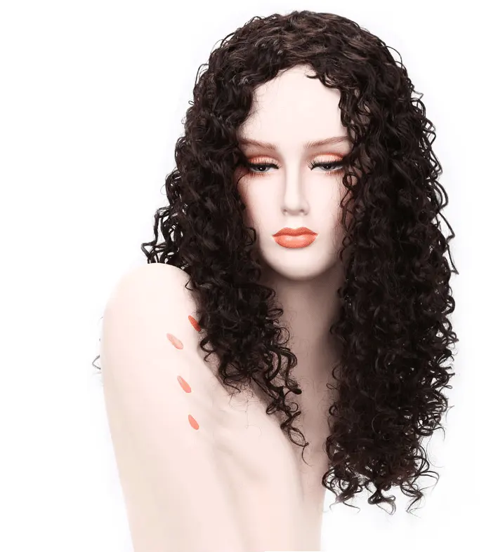 Best Reviews Custom High Temperature Silk Female Long Brown 24inch Synthetic Kinky Curly Wig