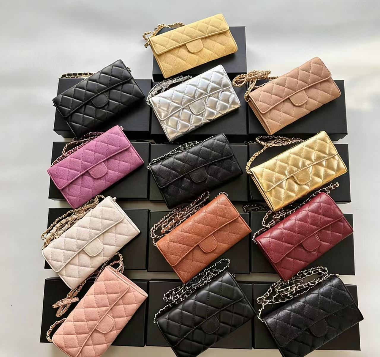 MP007 2026 New Genuine Leather Classic Chain Fashion Caviar Versatile Quilted Crossbody Bag Chain Bag Phone Protective Bag