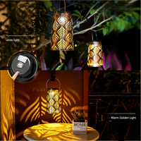 Lanterne en fer vintage cuivre + noir, lampes suspendues d'extérieur, IP55 étanche, alimentation solaire, contrôle par capteur de lumière, jardin, 8-10H