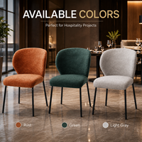 Chaise de salle à manger de luxe moderne, verte forêt, en bouclette, enveloppante, courbée, confortable, design, pour hôtel, restaurant, mobilier commercial