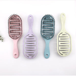 <span class=keywords><strong>Brosse</strong></span> à cheveux démêlante écologique pour femmes et hommes Wave Vegan Climate Neutral Straw Curly Wet Paddle No Tugging Detangler Hairbrush - Product Image 2