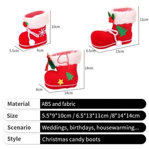 Sac cadeau de Noël 2025 en forme de botte, décoration festive, bottes rouges en tissu tissé du Père Noël pour enfants - Product Image 4