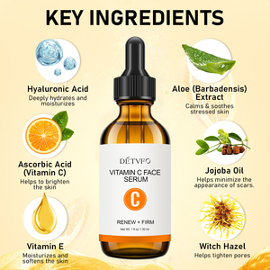 Etiqueta privada Vc corrección de manchas oscuras brillante blanqueamiento Facial ácido hialurónico cara vitamina <span class=keywords><strong>C</strong></span> suero - Product Image 5