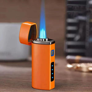 Briquet torche triple flamme en alliage de zinc à 3 jets, rechargeable par USB, au <span class=keywords><strong>butane</strong></span>, vente directe usine, pas cher - Product Image 3
