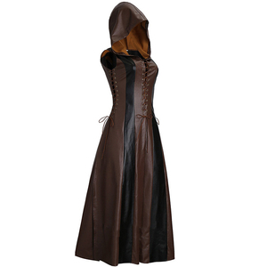 Disfraz de Arquera para Mujer con Capucha, Vestido Largo de Cuero Sintético sin Mangas, Disfraz Medieval para Adultos, Traje de Guerrero para Halloween - Product Image 5
