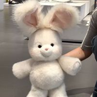 Peluche Lapin Mignon Super Doux en Coton PP 45cm Unisexe, Doudou d'Anniversaire ODM pour le Sommeil