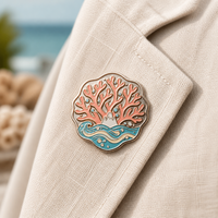 Émail souple personnalisé Corail Vague du Mont Fuji avec placage nickel, sculpture artistique, design ange, cadeau de collection