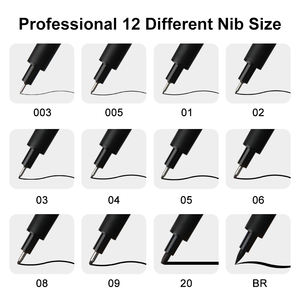 <span class=keywords><strong>Set</strong></span> di Penne per Calligrafia Mobee P-621A12 con Punte di Diverse Dimensioni, Pennarelli Fineliner Micron a Pigmenti a Base d'Acqua per la Grafica - Product Image 4