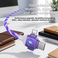 Kabel Data 3 in 1 Bersinar USB A Tipe C Pengisian Cepat Bahan PVC Kabel Multi Charger untuk Ponsel Grosir