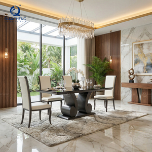 Set Tavolo da Pranzo in Vetro e Acciaio Inossidabile Rosa, Arredamento Moderno per Sale Banchetti e Matrimoni, Vendita all'Ingrosso - Product Image 4