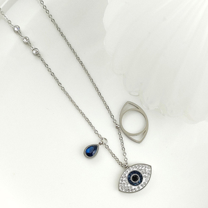 Collier ras du cou en acier inoxydable avec pendentif œil <span class=keywords><strong>maléfique</strong></span> pour femme, vente en gros, <span class=keywords><strong>2022</strong></span> - Product Image 2