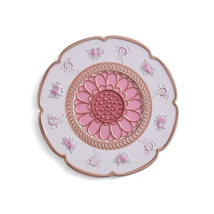 กระจกมือถือเคลือบสีชมพูรูปดอกไม้เดี่ยวแฟชั่น - Product Image 1