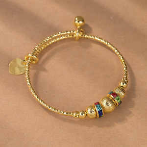 <span class=keywords><strong>Set</strong></span> Gelang Anak Berlapis Emas Tembaga Multi-gaya, Perhiasan Keberuntungan untuk Bayi Baru Lahir - Product Image 5