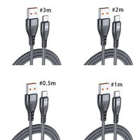 Cable DE DATOS DE 6A, cable de carga rápida de 66W para teléfono móvil Huawei Xiaomi Samsung OPPO, cable de carga de nailon trenzado
