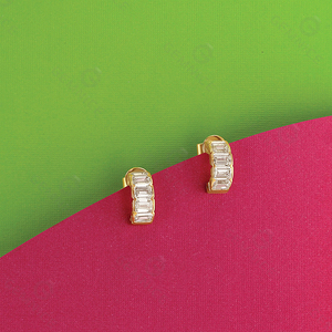 Conjunto de Joyería Gemnel con Corte Esmeralda, Aros de Diamantes con Burbujas, Plata 925, Pendientes y Anillo con Piedras Baguette - Product Image 4