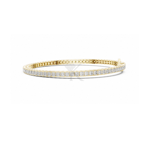 Pulsera de eternidad con diamantes cultivados en laboratorio de corte princesa clásico en oro amarillo de 14 quilates con cadena de eslabones cuadrados, elegante joyería fina para mujer. - Product Image 2