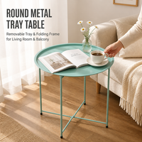 Table d'appoint ronde en métal vert, table d'appoint réglable en hauteur pour salon, chambre à coucher