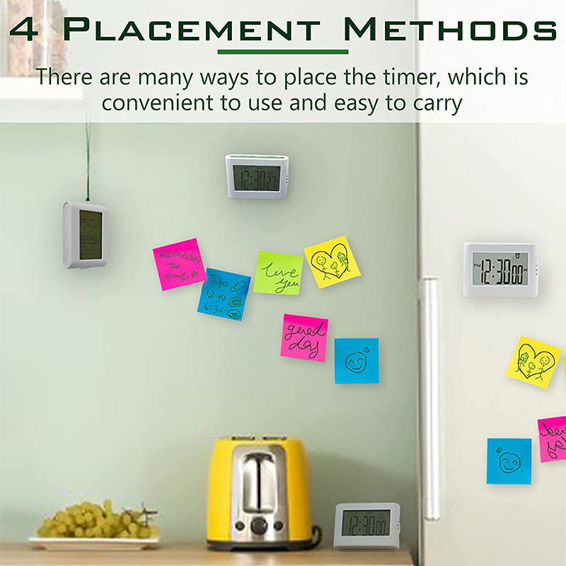 LCD Digital Kitchen Timer Alarm Clock with Magnetic Back and Retractable Stand