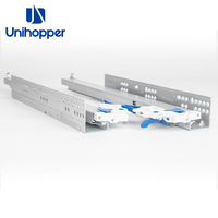 Glissières de tiroir cachées télescopiques à fermeture amortie Unihopper à 3 canaux pour armoire de cuisine