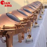 TIANXING Ensemble de réchauds de buffet hydrauliques en acier inoxydable couleur or rose avec support à combustible pour la restauration