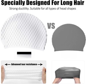 Gorro de Natación de Silicona Extra Grande para Cabello Largo, Trenzas y Rastas, Gorros de Natación de Silicona Impermeables para Mujeres, Hombres y Niños - Product Image 2
