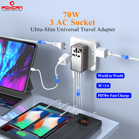 Adaptateur de voyage international ultra-fin Foxcan 10A 3 prises AC avec 3 prises USB-C + 1 prise USB-A pour ordinateur portable et téléphone portable
