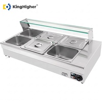 Gewerblicher Elektrischer Bain-Marie Speisenwärmer mit 6 Behältern aus Edelstahl, Buffet-Warmhaltevitrine für Restaurants und Theken