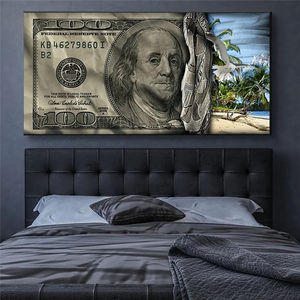 Póster <span class=keywords><strong>de</strong></span> dólar para decoración del hogar, pintura en lienzo <span class=keywords><strong>de</strong></span> dinero Vintage para la playa - Product Image 2