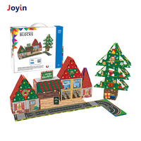 Tuiles magnétiques de Noël 108 pièces 7,5 cm, ensemble de construction Bonhomme de neige festif, 36 carrés, 20 triangles, 84 plaques en fer souple, jouet cadeau