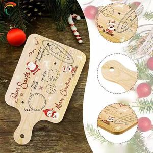 Plato decorativo cuadrado de madera maciza para Navidad, para colgar, con asa, para frutos secos y aperitivos. - Product Image 3