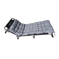 Lit de camping portable d'extérieur en métal avec tissu Oxford et maille respirante, inclinable, pliable, léger, mobile, moderne, pour chambre à coucher ou au sol