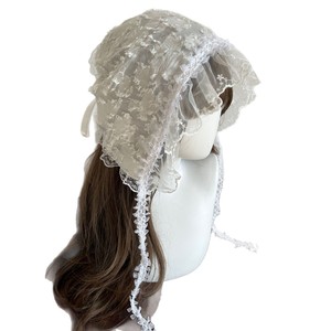 Fascia da <span class=keywords><strong>donna</strong></span> Lolita <span class=keywords><strong>Bandana</strong></span> con fiori dolci <span class=keywords><strong>per</strong></span> viaggi primavera estate fotografando ispirato al foulard in pizzo bianco - Product Image 5