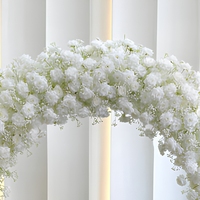 Décoration de scène de mariage moderne en soie blanche, arche florale, arrangement de fleurs artificielles roses, gypsophile et hortensia, toile de fond pour événements