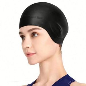 Bonnet de bain en silicone pour femme, bonnet de bain coloré, logo personnalisé, imperméable, écologique, doux, haute élasticité - Product Image 3