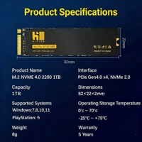 GEESTOR Penjualan Langsung Pabrik M.2 2TB Internal Metal Plastik Solid State Drive Baru 7400MB/s Baca/6600MB/s Tulis NVMe2.0 PCIe4.0