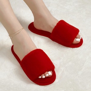 Breathable Warm Canvas Cotton Velvet Mules PVC Outsole Artificial Plush Lining Durable Flat-bottom <b>Women</b> All Seasons Evergreen - Product Image 5