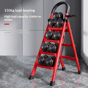 Scala in Acciaio Economica, Scala di Sicurezza Portatile Pieghevole Multifunzionale Rinforzata a Quattro Gradini per Uso Domestico Interno - Product Image 6