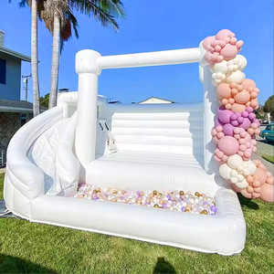 White Bounce House Castle <span class=keywords><strong>con</strong></span> <span class=keywords><strong>piscina</strong></span>, White Jumper Castillo hinchable Decoraciones DE BODA Cama de salto para fiesta de niños - Product Image 1